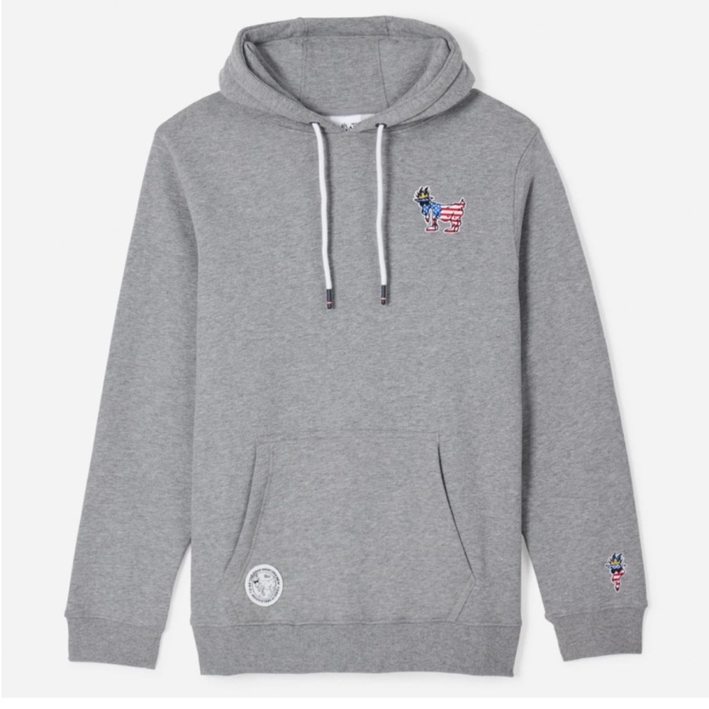GOAT USA - Men’s XS Classic Gray Hoodie with Embroidered Details